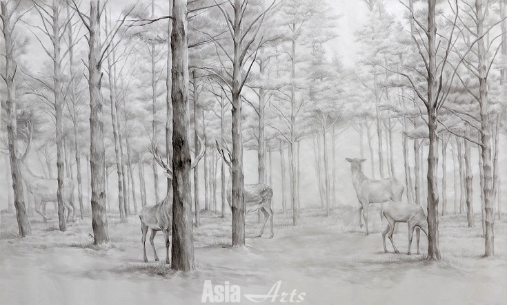 양수연, '침묵의 숲', 비단에 수묵, 56x92cm, 2019 / 사진=갤러리일호