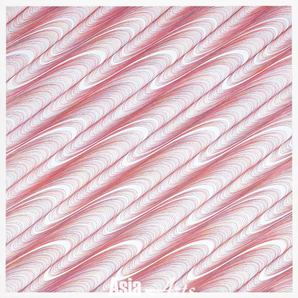 지근욱, '곡선의 자리 015 Curving Paths 015', 2019, 캔버스에 색연필 Colored pencil on canvas, 110x110cm / 사진=학고재