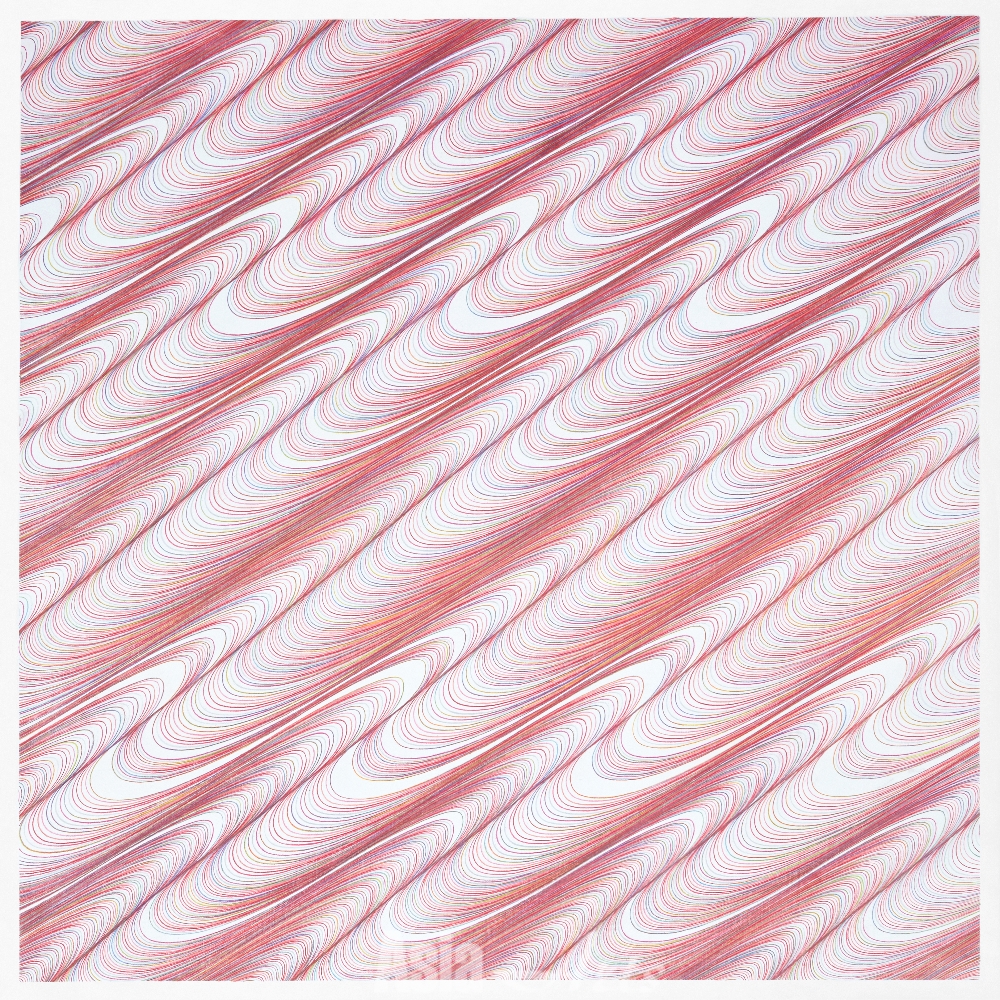 지근욱, '곡선의 자리 014 Curving Paths 014', 2019, 캔버스에 색연필 Colored pencil on canvas, 110x110cm / 사진=학고재