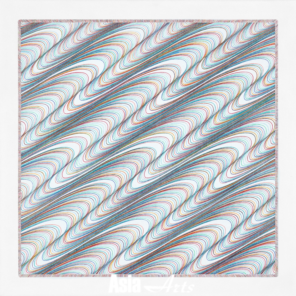 지근욱, '곡선의 자리 021 Curving Paths 021', 2019, 캔버스에 색연필 Colored pencil on canvas, 64x64cm / 사진=학고재