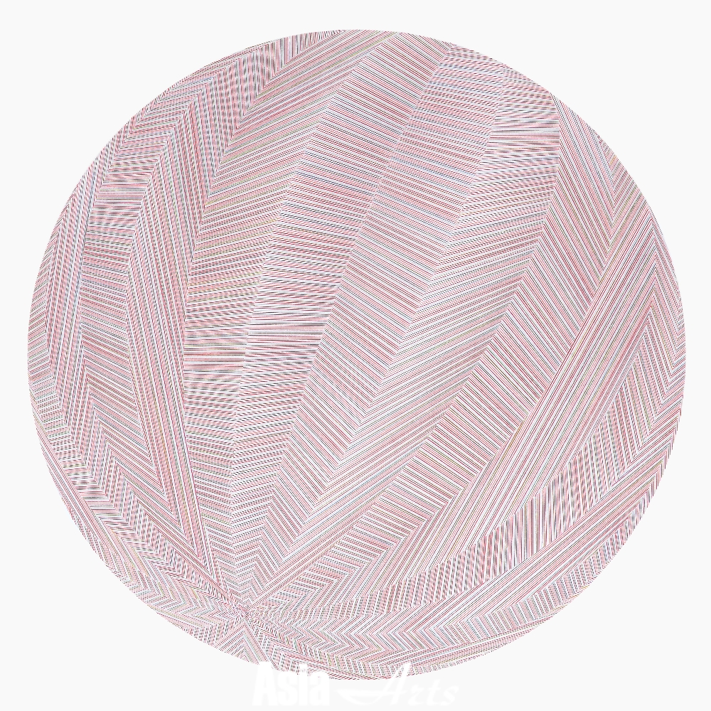 지근욱, '선분의 구 Linear Sphere', 2019, 캔버스에 색연필 Colored pencil on canvas, 110x110cm  / 사진=학고재