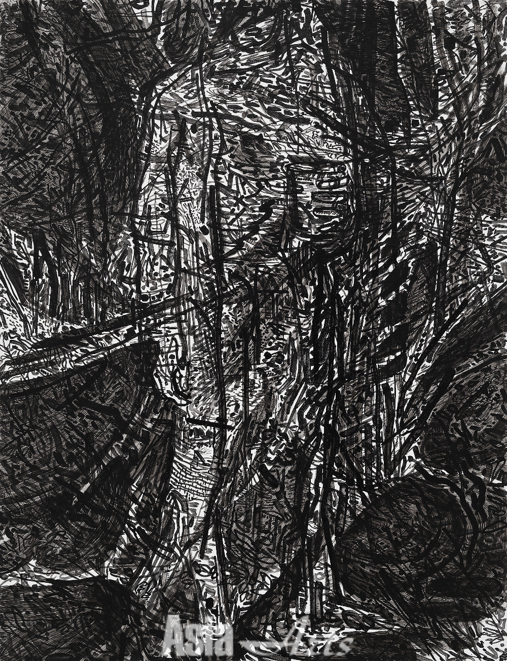 박광수, '검은 숲 속 Dark Forest', 2019, 캔버스에 아크릴릭 Acrylic on canvas, 53x40.9cm / 사진=Courtesy of the artist & Hakgojae Gallery