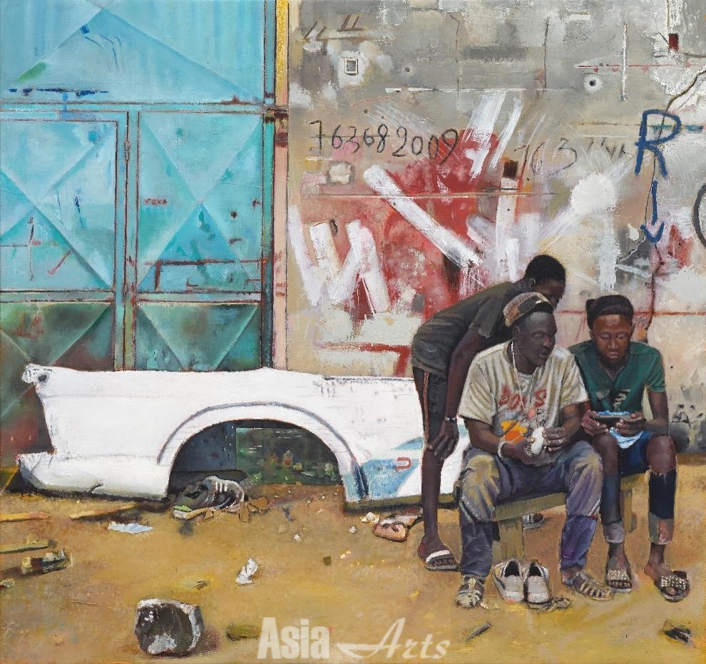 Cheikh Ndiaye, 'Garage', 2019, Oil on linen canvas,101.5 x 108 cm / 그림=© Cheikh Ndiaye, 제이슨 함 갤러리