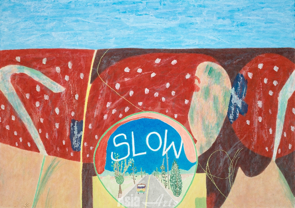 김선두(KIM Sundoo), 느린 풍경 - 완도길 Slow Landscape - Wando Road, 2019, 장지에 먹, 분채 Ink, color pigment on Jangji, 148x213cm / 사진=Courtesy of the artist & Hakgojae Gallery