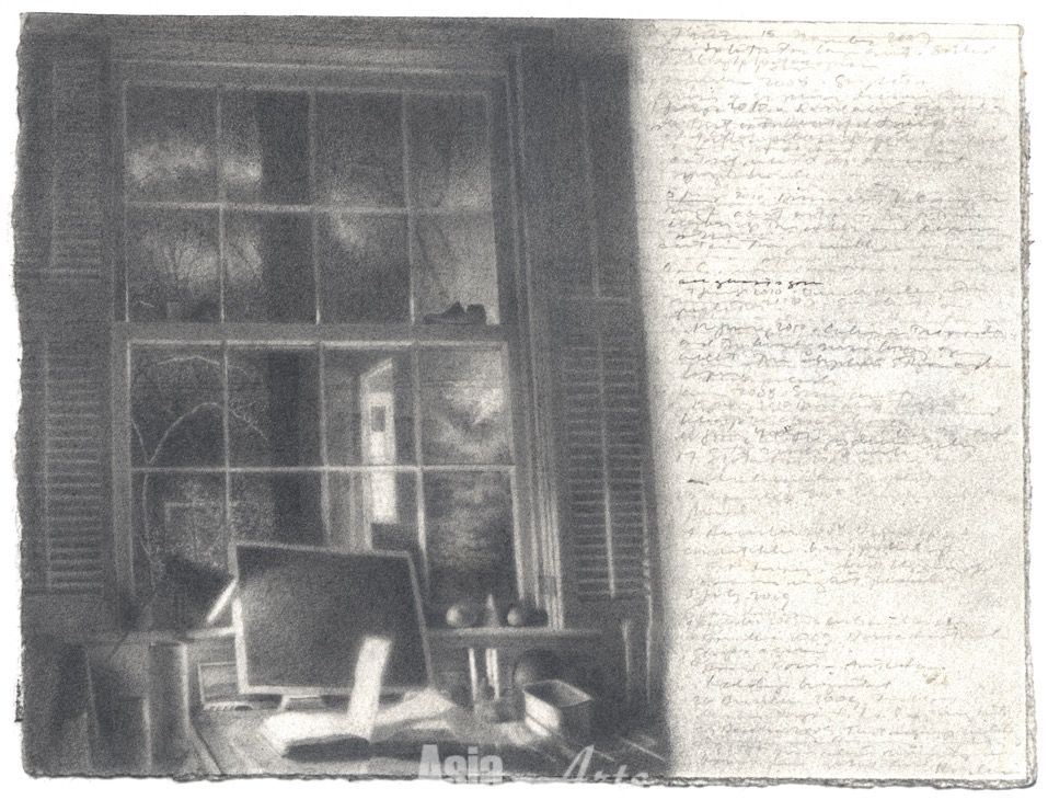 Charles Ritchie, Window with Dark Drawing and Open Journal, 1986-2010, graphite and pen and ink on Fabriano paper, 11.1 x 14.6 cm (4 3/8 x 5 3/4 in) / 그림=© Charles Ritchie, 제이슨함 갤러리 
