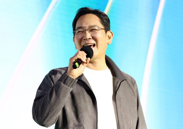 이재용 삼성전자 회장이 30일 오후 서울 강남구 코엑스 K-POP 광장에서 열린 지포스 게이머 페스티벌에서 발언하고 있다. [사진=뉴스1]